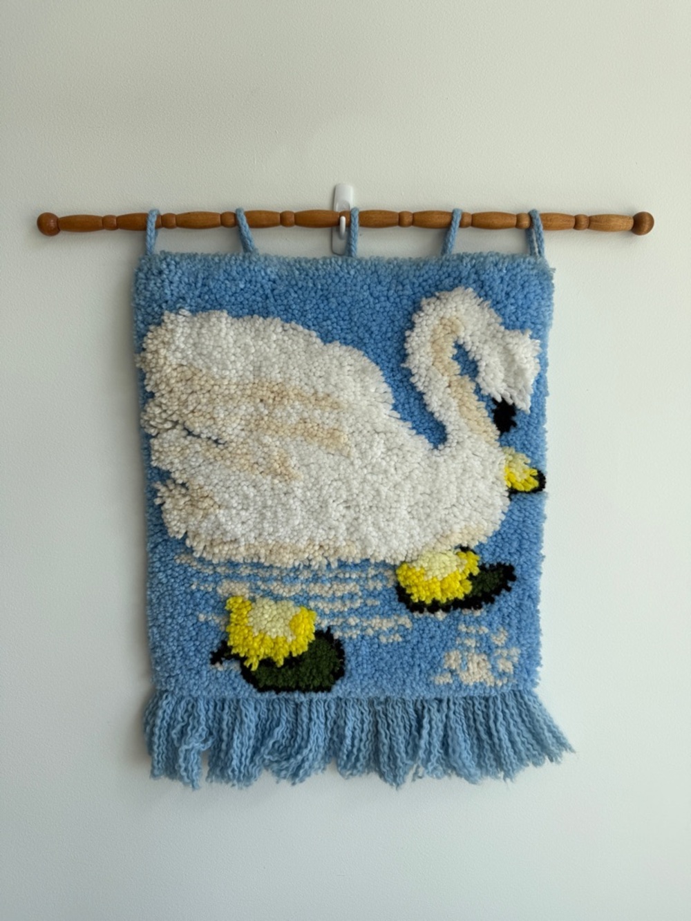 Vintage handcrafted latch hook wall art